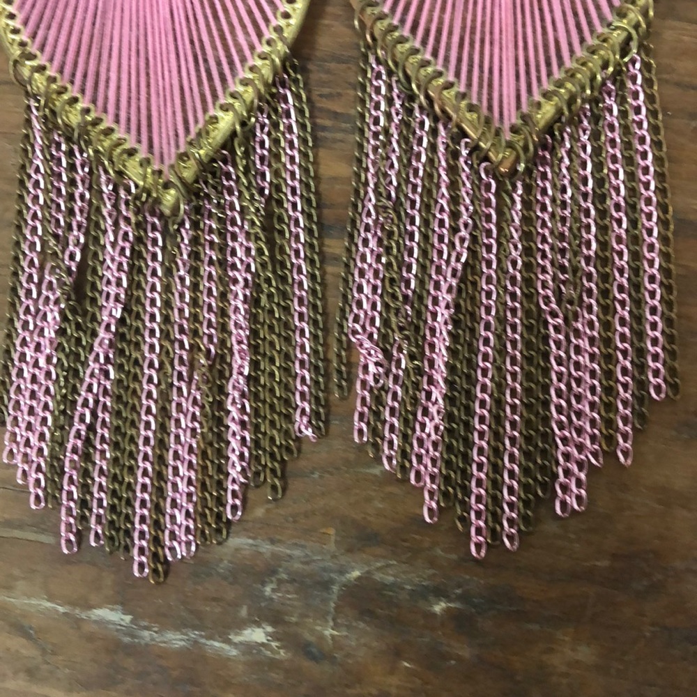 Peruvian Thread Pink Silk Thread Earrings - image 6